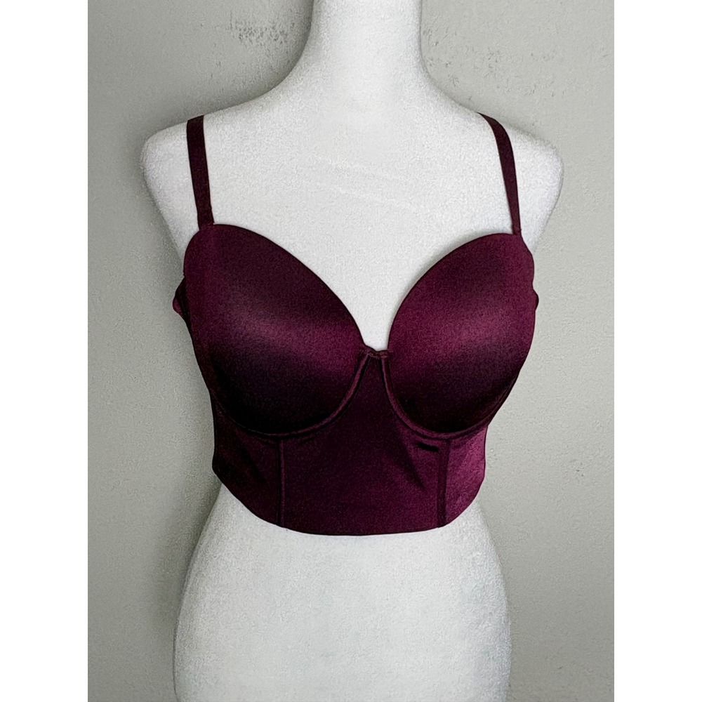 Lane Bryant Multi-Way Longline Bra Dark Berry Purple 42DD Underwire Strapless